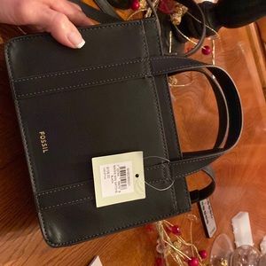 Fossil Maisie mini satche black handbag with detachable shoulder strap